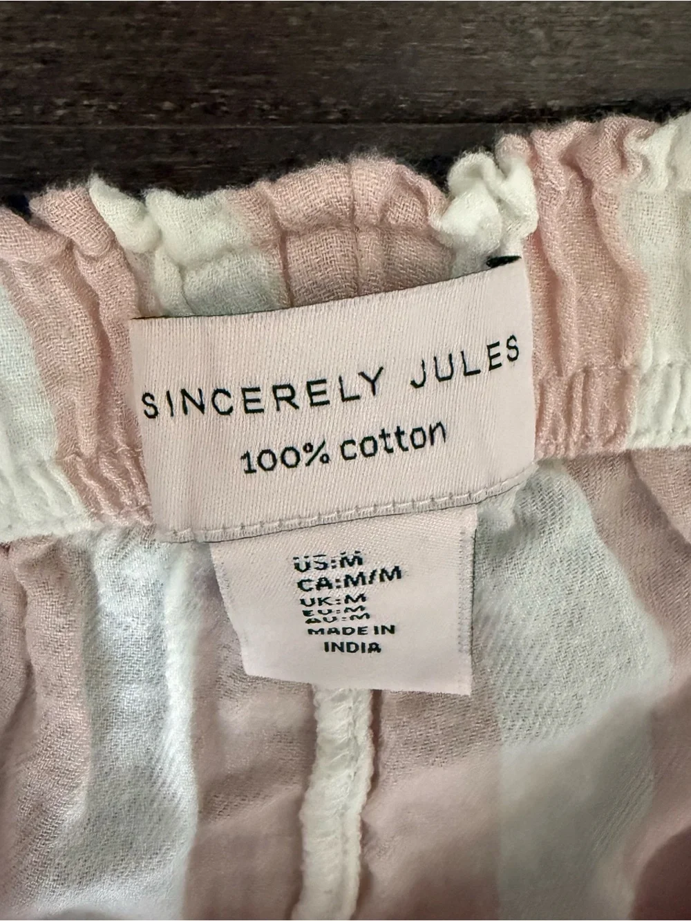Sincerely Jules Striped Short Sleeve Pajama Set Pink & White M Matching